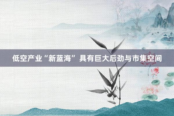 低空产业“新蓝海” 具有巨大后劲与市集空间